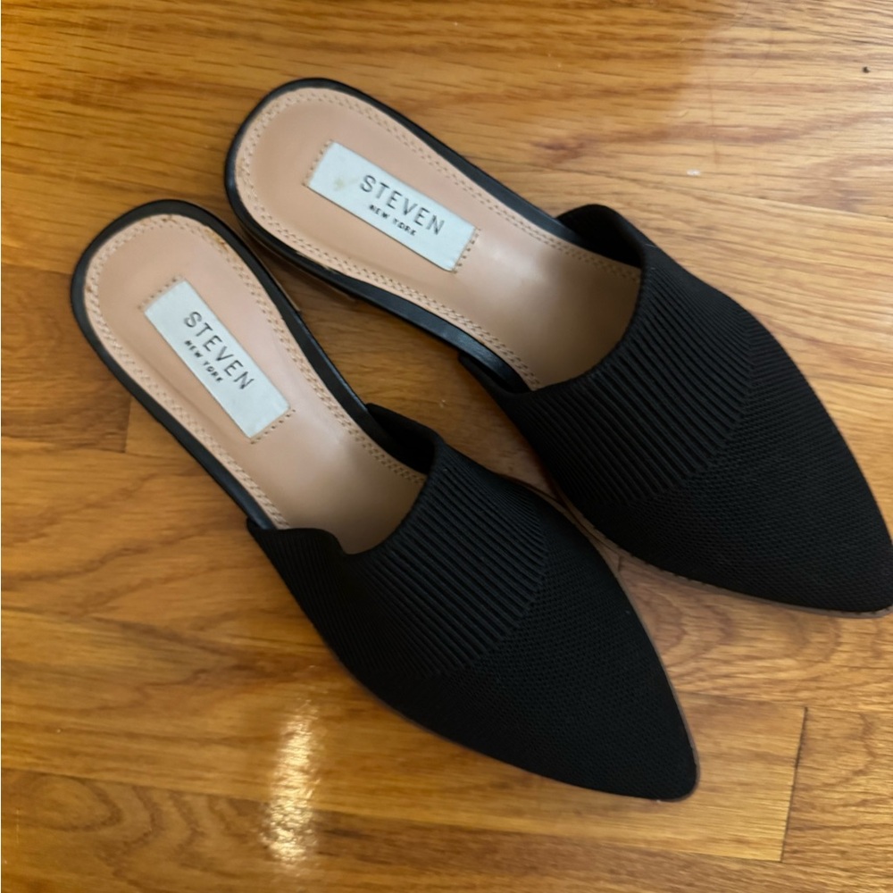 Steven New York  Black Pointed-Toe Mules - Picture 2 of 5